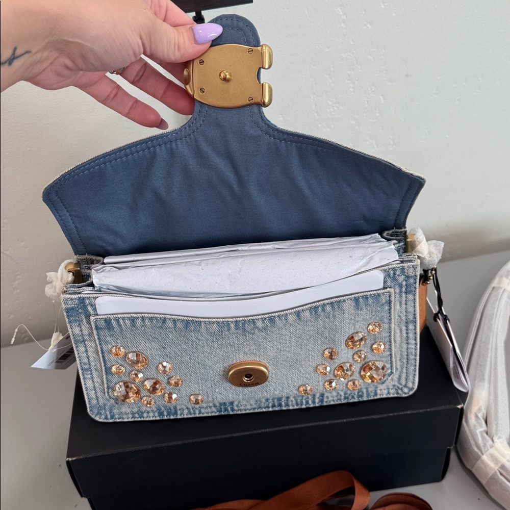 Coach Denim Crystal Tabby Shoulder Bag - Picture 6 of 7